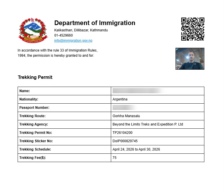 rap trekking permit
